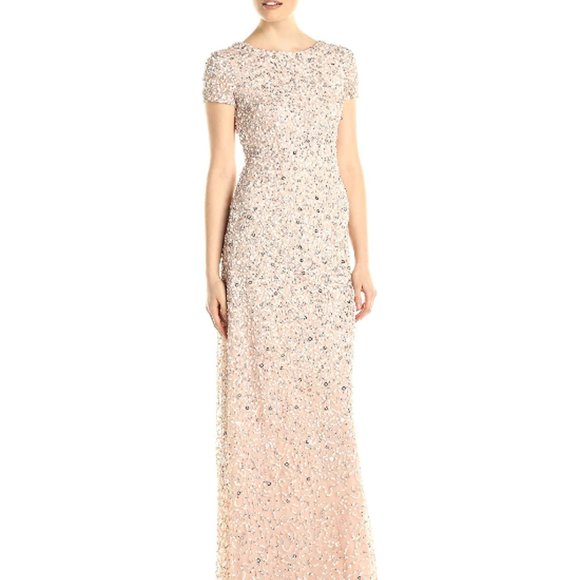 Adrianna Papell Short Sleeve Sequin Gown - Picture 3 of 11